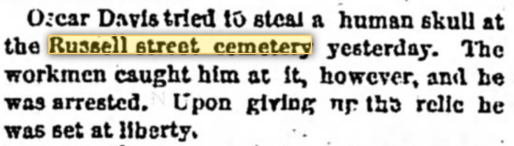 Eastern Market Was Built on the Old Russell Street Cemetery - detrussellcemMay041876