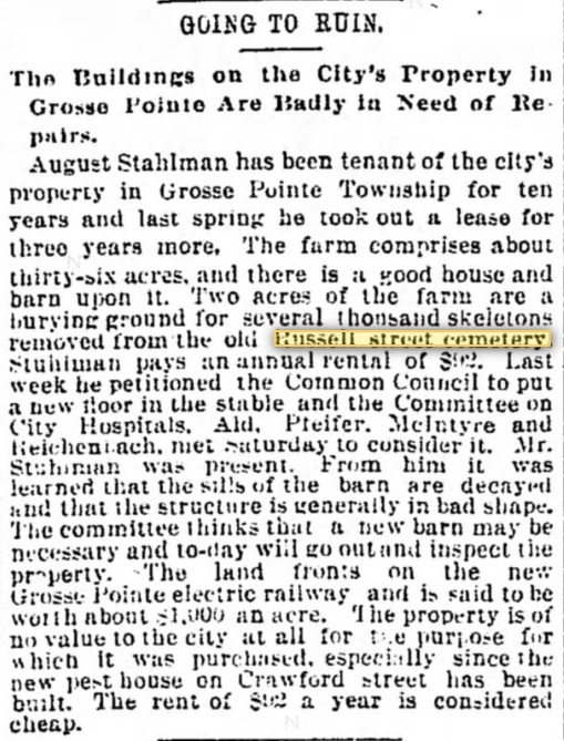 Eastern Market Was Built on the Old Russell Street Cemetery - detrussellcemSept041887