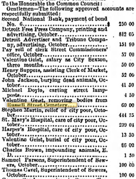 Eastern Market Was Built on the Old Russell Street Cemetery - detrussellcmNov021870dfp