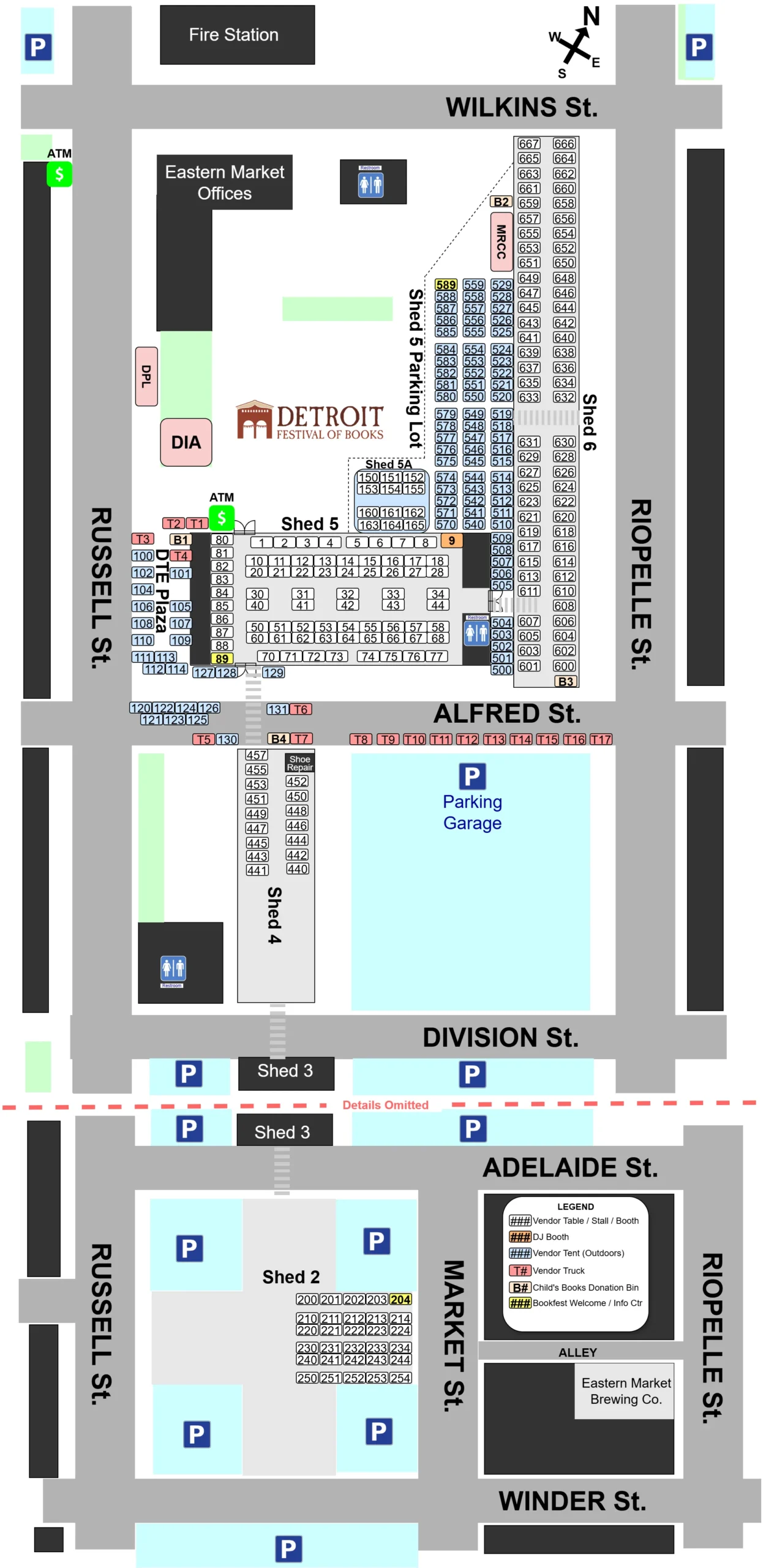 2025 Vendor Map Image 1 Map of Eastern Market Sheds 2, 4, 5, 6