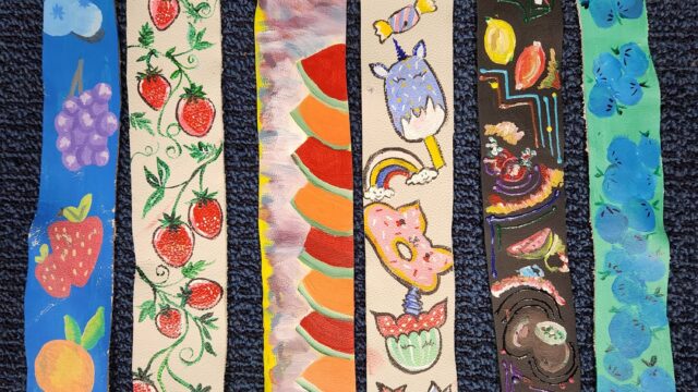 Leather hand painted bookmarks 2 4