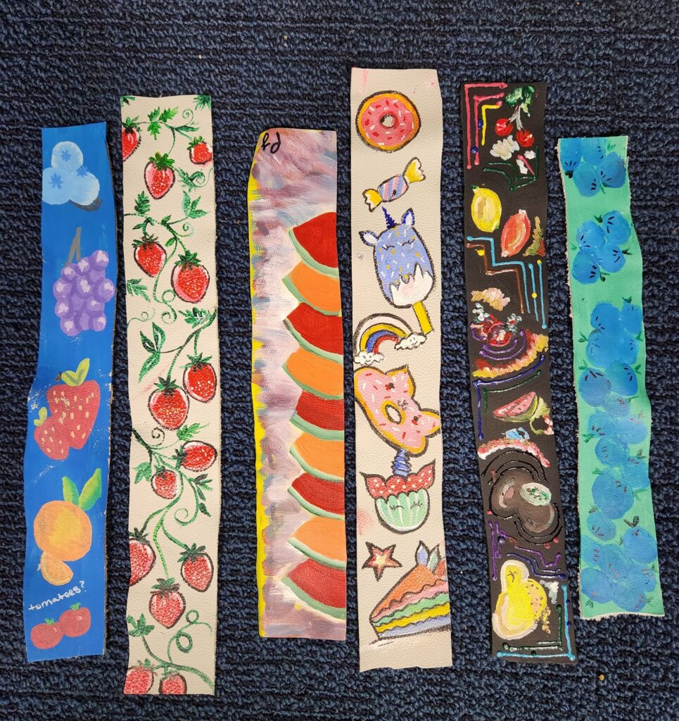 Leather hand painted bookmarks 2 4